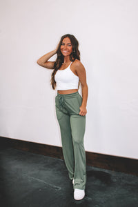 Landis Wide Leg Sweatpants - Sage