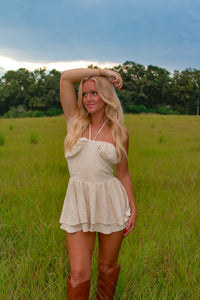 Austin Halter Romper - Oatmeal