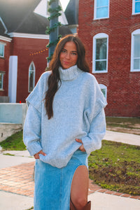 Camilla Oversize Turtleneck Sweater - Gray