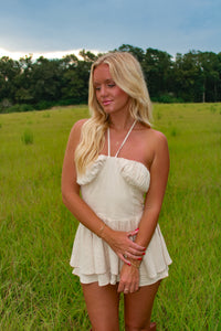 Austin Halter Romper - Oatmeal