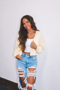 Comfort Zone Crop Hoodie - Pale Yellow