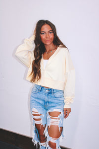 Comfort Zone Crop Hoodie - Pale Yellow