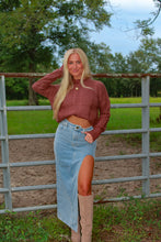 Load image into Gallery viewer, Vermont Ruffle Knit Sweater - Brown
