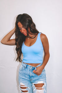 Sunkist Ribbed Tank - Blue