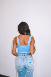 Sunkist Ribbed Tank - Blue