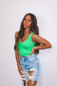 Sunkist Ribbed Tank - Green