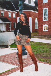 Chance Leopard Mini Skirt - Taupe