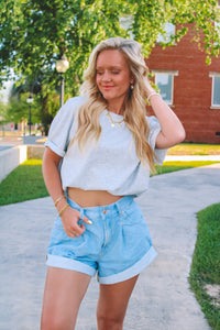 Aubrey Boxy Oversize Tee - Gray