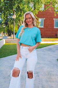 Bailey Oversize Boxy Tee - Aqua