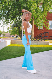 Cosmic High Waist Flared Leggings - Blue