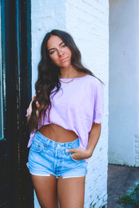 Ryann Oversized Acid Tee - Lavender