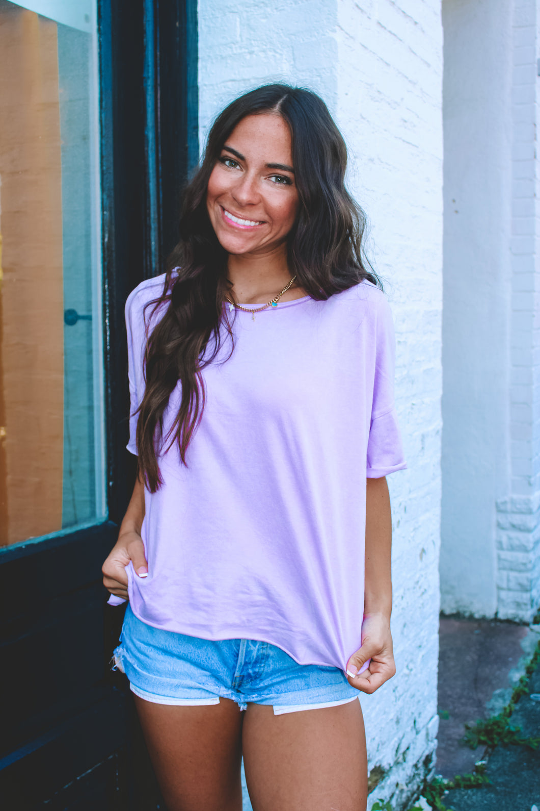 Ryann Oversized Acid Tee - Lavender