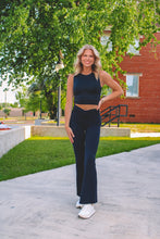 Load image into Gallery viewer, Crossover High Waist Flared Leggings - Black

