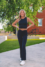 Load image into Gallery viewer, Crossover High Waist Flared Leggings - Black

