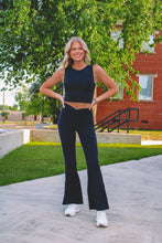 Load image into Gallery viewer, Crossover High Waist Flared Leggings - Black
