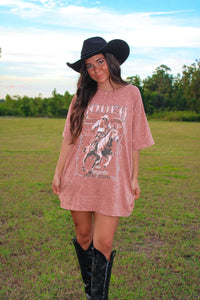 Rodeo Cowboy Oversize Tee - Rust