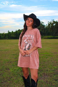 Rodeo Cowboy Oversize Tee - Rust