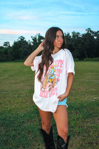 Howdy Cowboy Oversize Tee - Pink