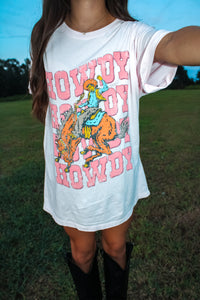 Howdy Cowboy Oversize Tee - Pink