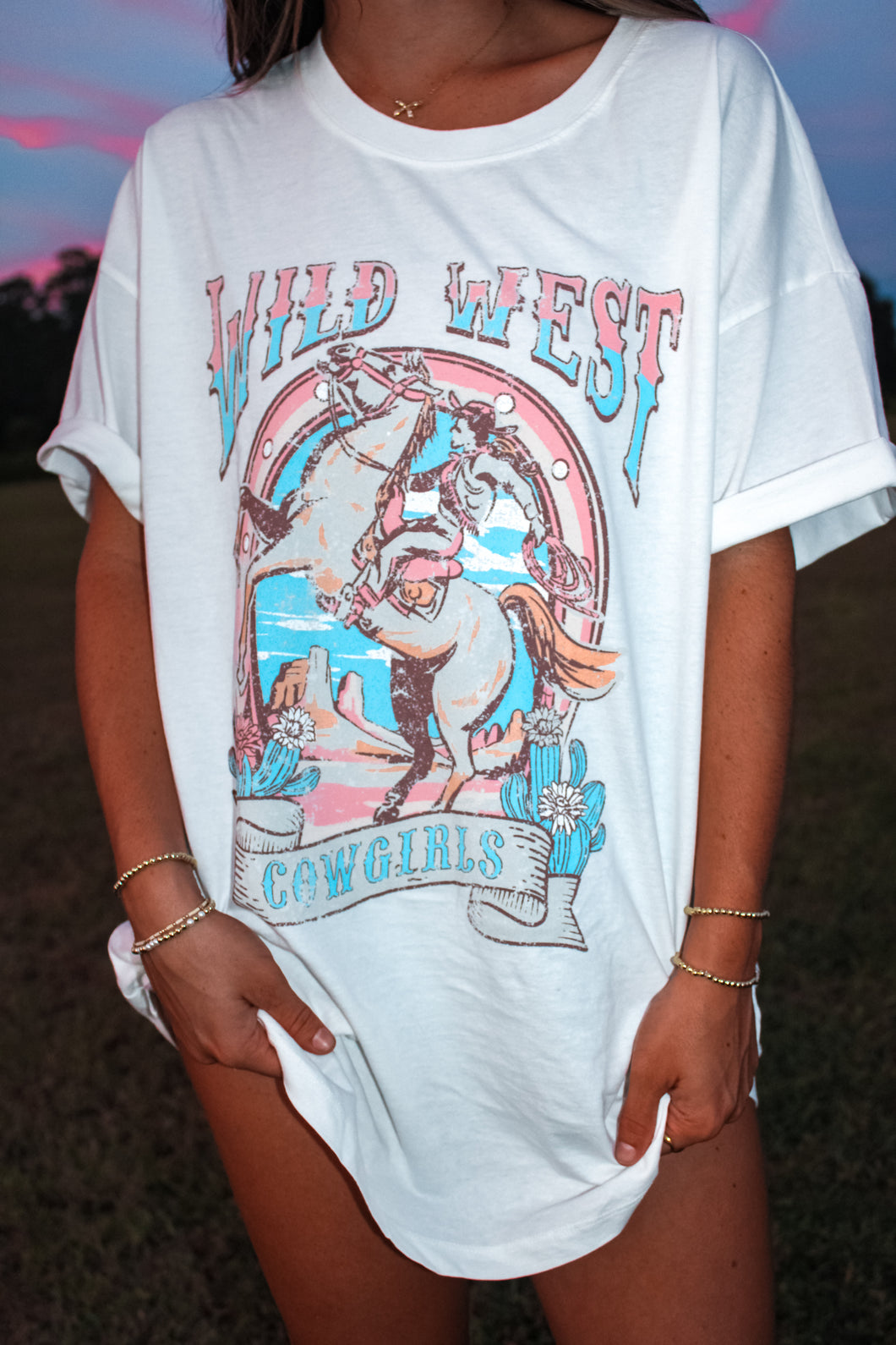 Wild West Cowboy Oversize tee - White