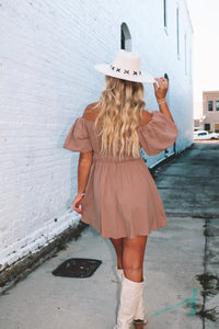 Harvest Puff Sleeve Mini Dress - Mocha