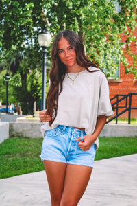 Vintage Oversize Washed Tee - Taupe