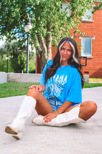 Free Bird Oversize Graphic Tee - Blue