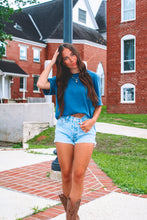 Load image into Gallery viewer, River Oversize Distressed Tee - Indigo Blue
