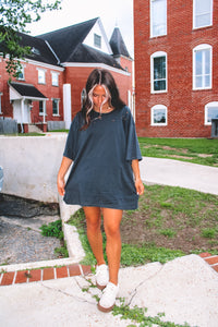 Boyfriend Oversize Distressed Tee - Black
