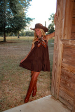 Load image into Gallery viewer, Tucson Babydoll Mini Dress - Brown
