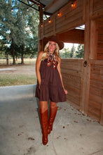 Load image into Gallery viewer, Tucson Babydoll Mini Dress - Brown
