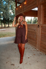 Load image into Gallery viewer, Tucson Babydoll Mini Dress - Brown
