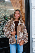 Load image into Gallery viewer, Leopard Oversized Sherpa Jacket - Cream
