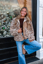Load image into Gallery viewer, Leopard Oversized Sherpa Jacket - Cream
