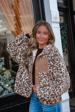 Load image into Gallery viewer, Leopard Oversized Sherpa Jacket - Cream
