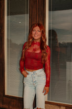 Load image into Gallery viewer, Cranberry Lace Long Sleeve - Deep Red

