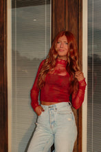 Load image into Gallery viewer, Cranberry Lace Long Sleeve - Deep Red
