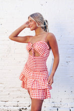 Load image into Gallery viewer, Mable Gingham Ruffle Mini Dress - Red
