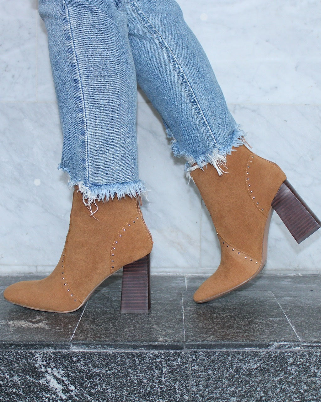 Vendetta Studded Booties - Camel